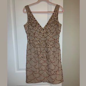 BASIX THE BLACK LABEL sequin pink mini dress